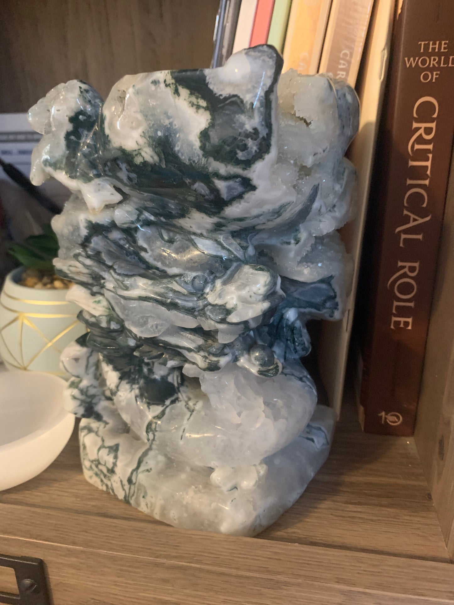 Moss Agate Dragon with druzy