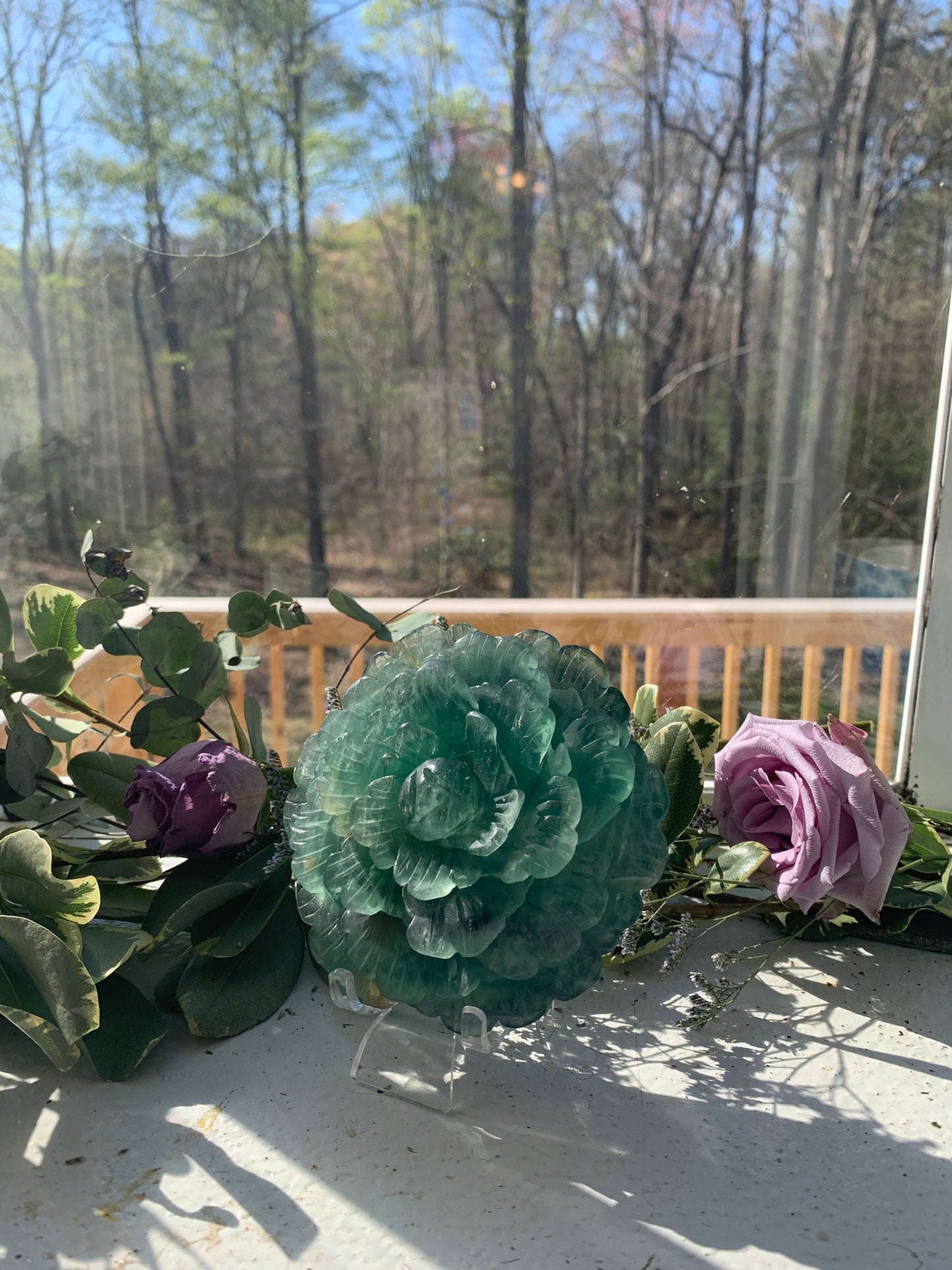 Large Flower Crystal Carving- Multiple Materials