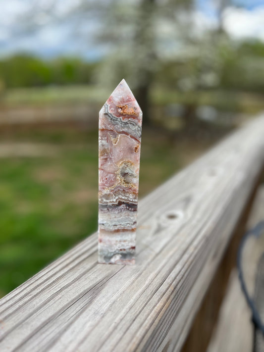 Crazy Lace Agate Tower with Druzy
