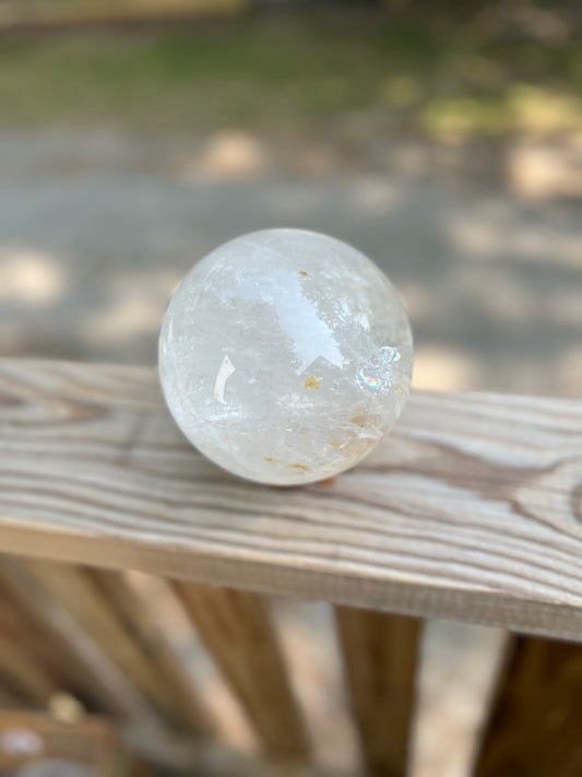 Clear Quartz Sphere with touch of Golden Healer! XXLarge