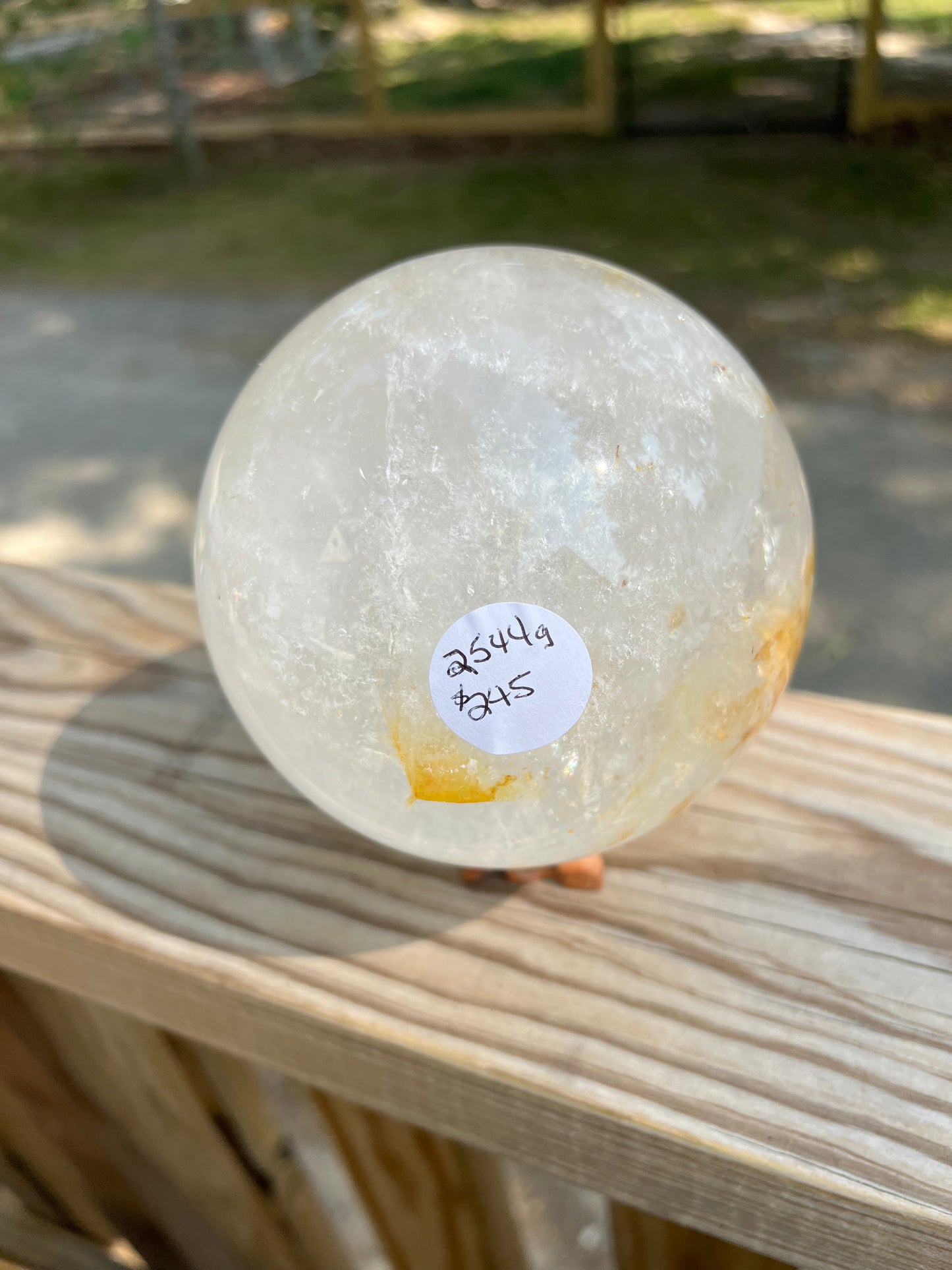 Clear Quartz Sphere with touch of Golden Healer! XXLarge