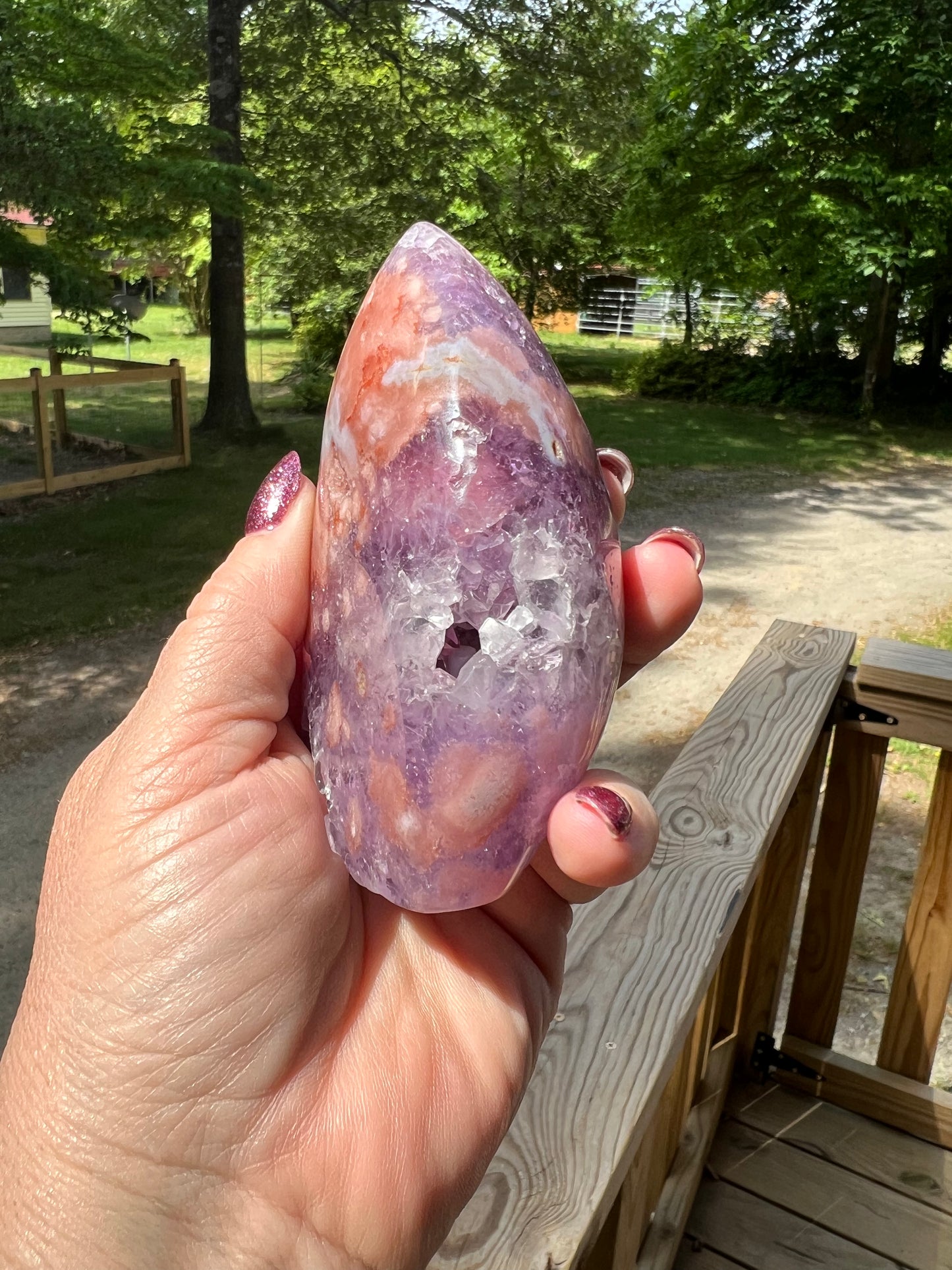 Pink Flower Amethyst Flame