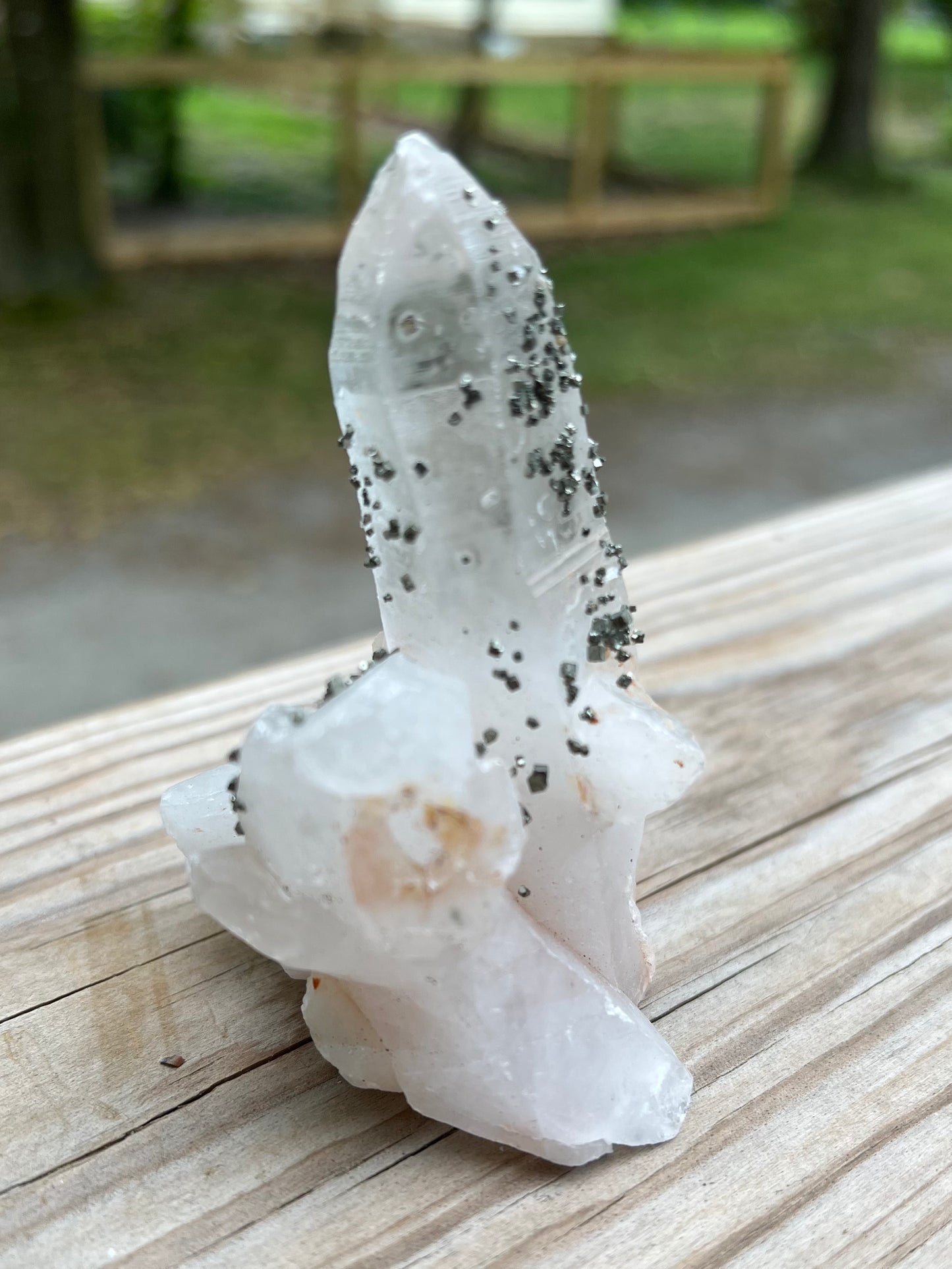 Clear Quartz Cluster with pyrite