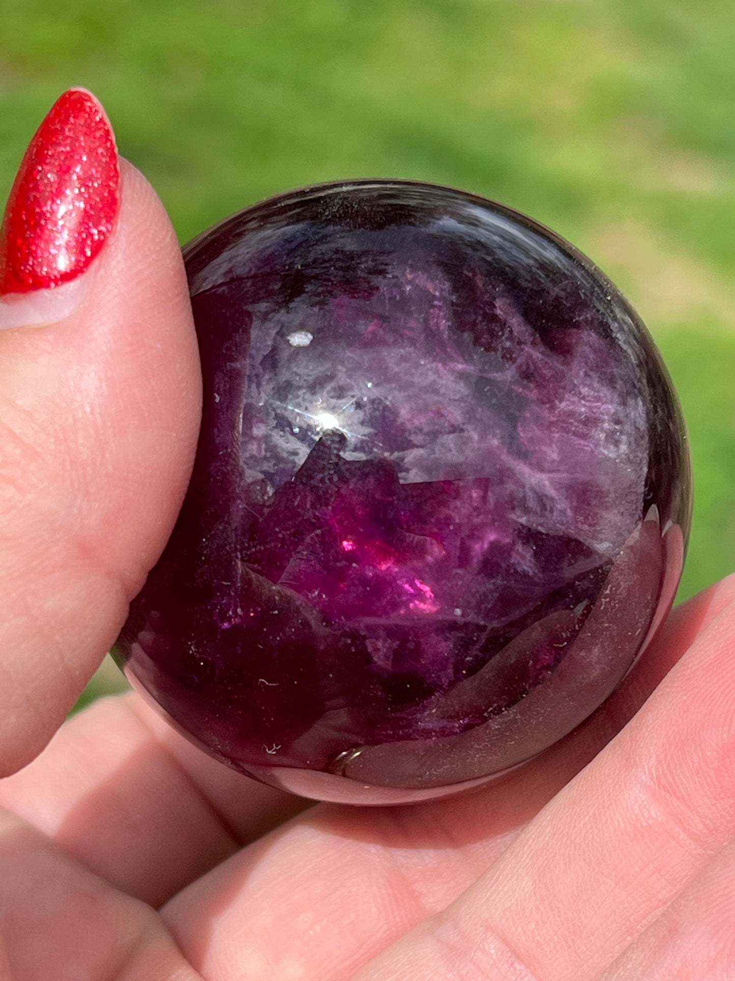 Magenta Fluorite Sphere with Rainbows