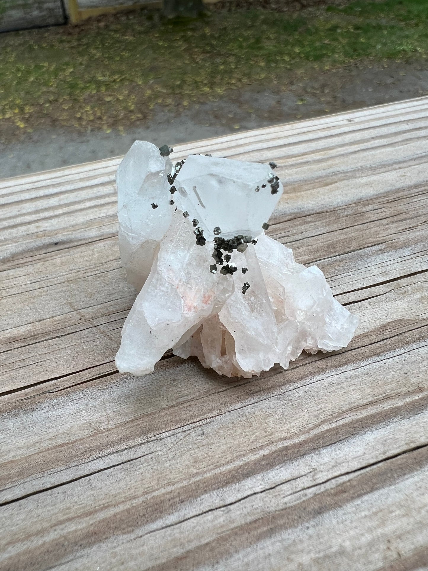 Clear Quartz Cluster with Pyrite