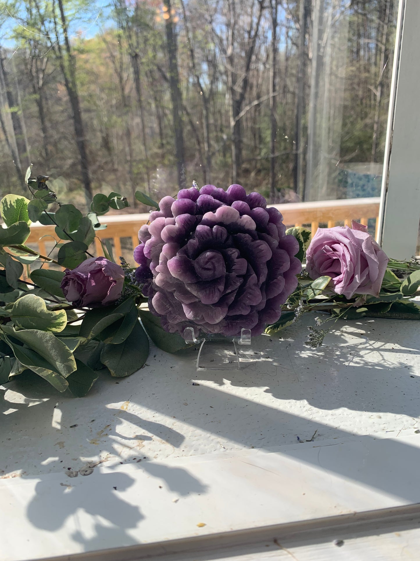 Large Flower Crystal Carving- Multiple Materials