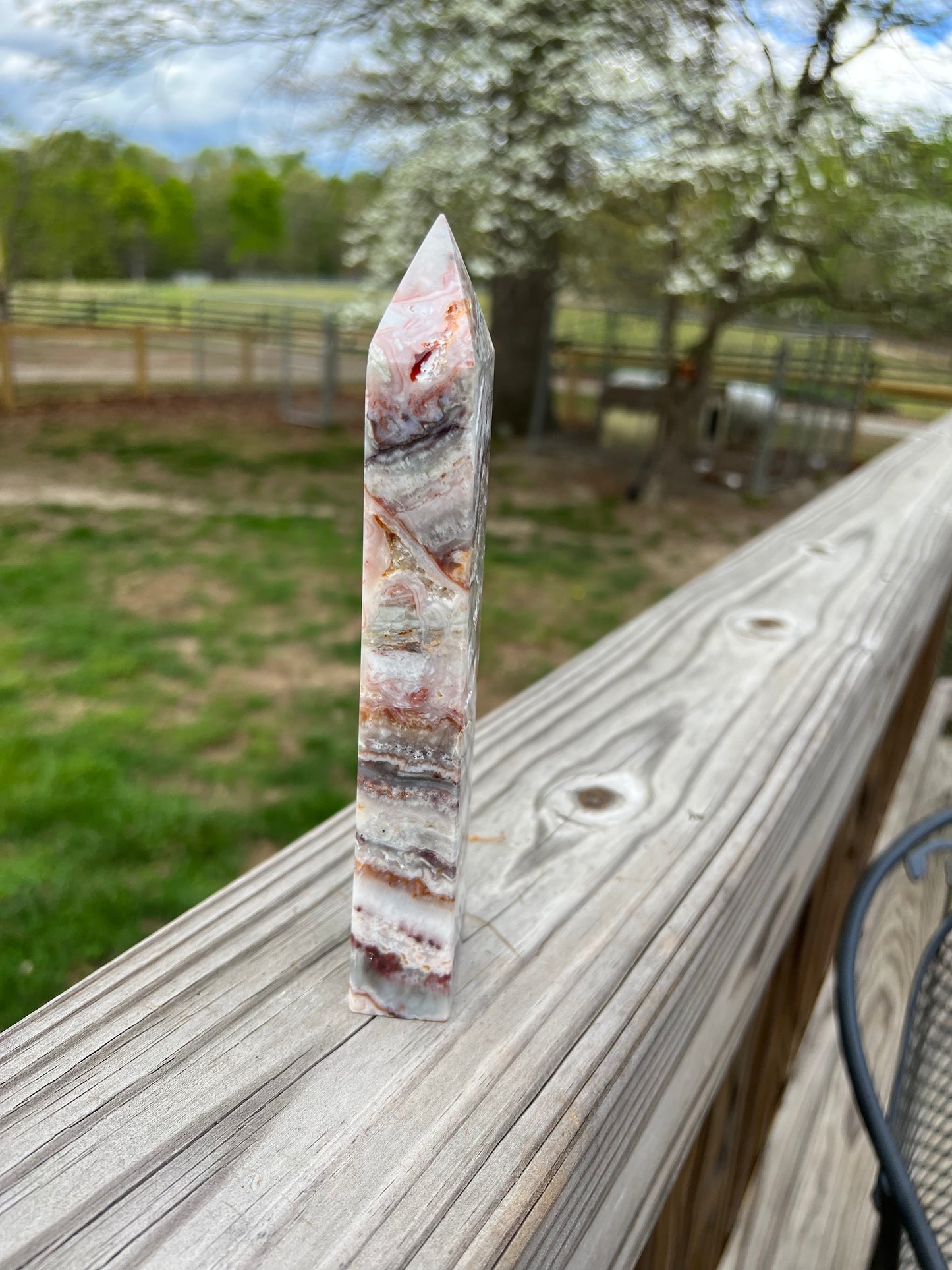 Crazy Lace Agate Tower with Druzy
