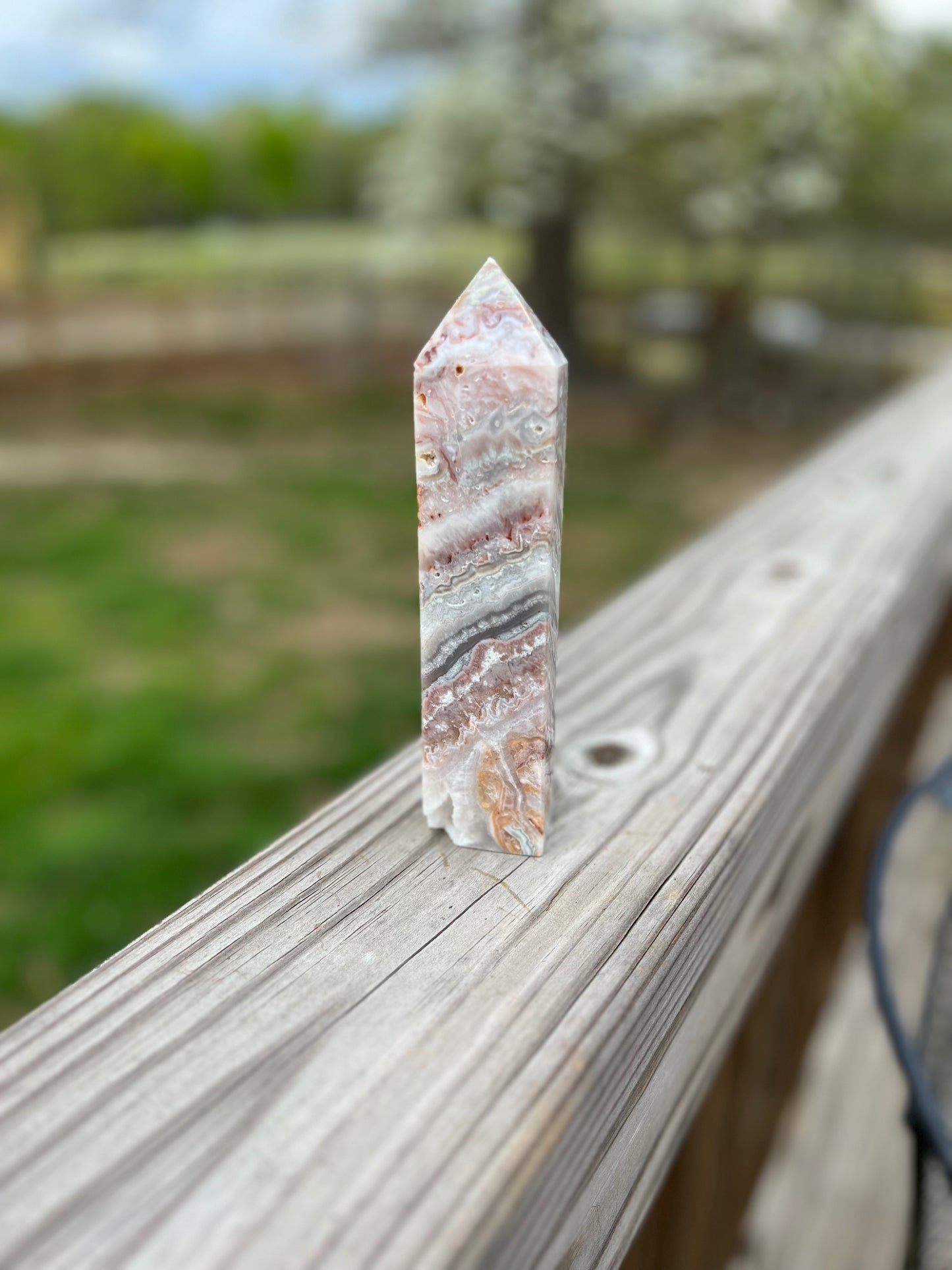 Crazy Lace Agate Tower with Druzy