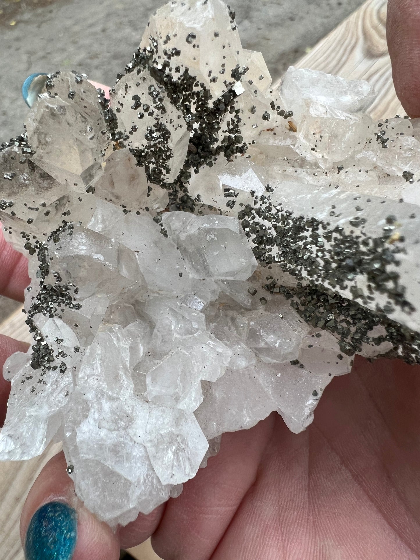 Clear Quartz Cluster with Pyrite