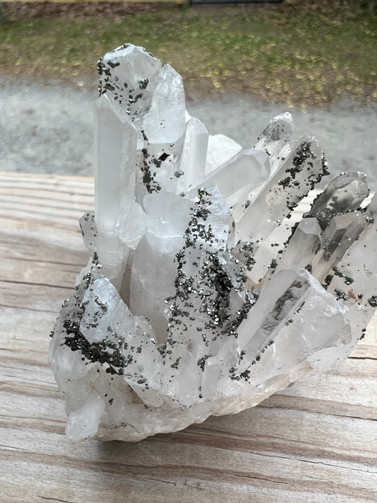 Clear Quartz Cluster with Pyrite