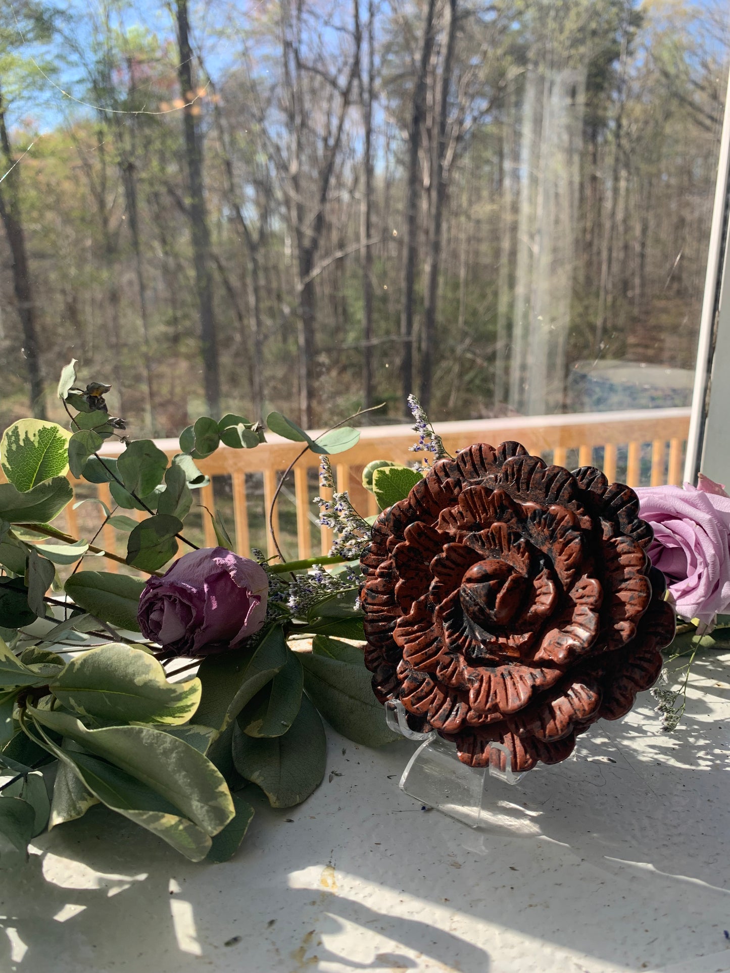 Large Flower Crystal Carving- Multiple Materials