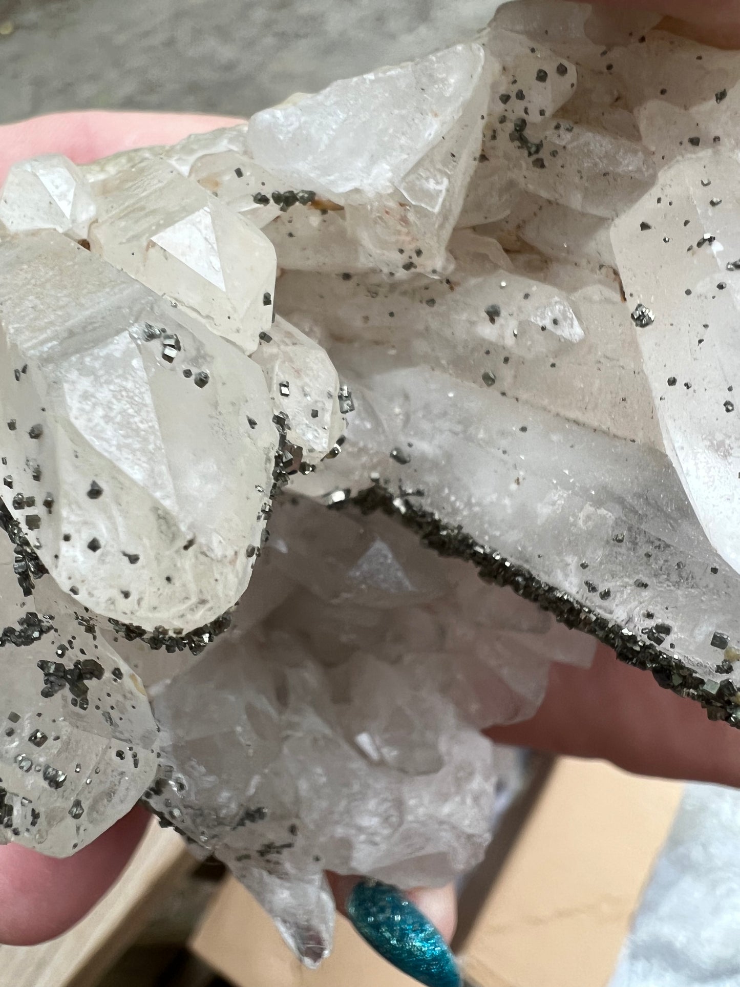 Clear Quartz Cluster with Pyrite