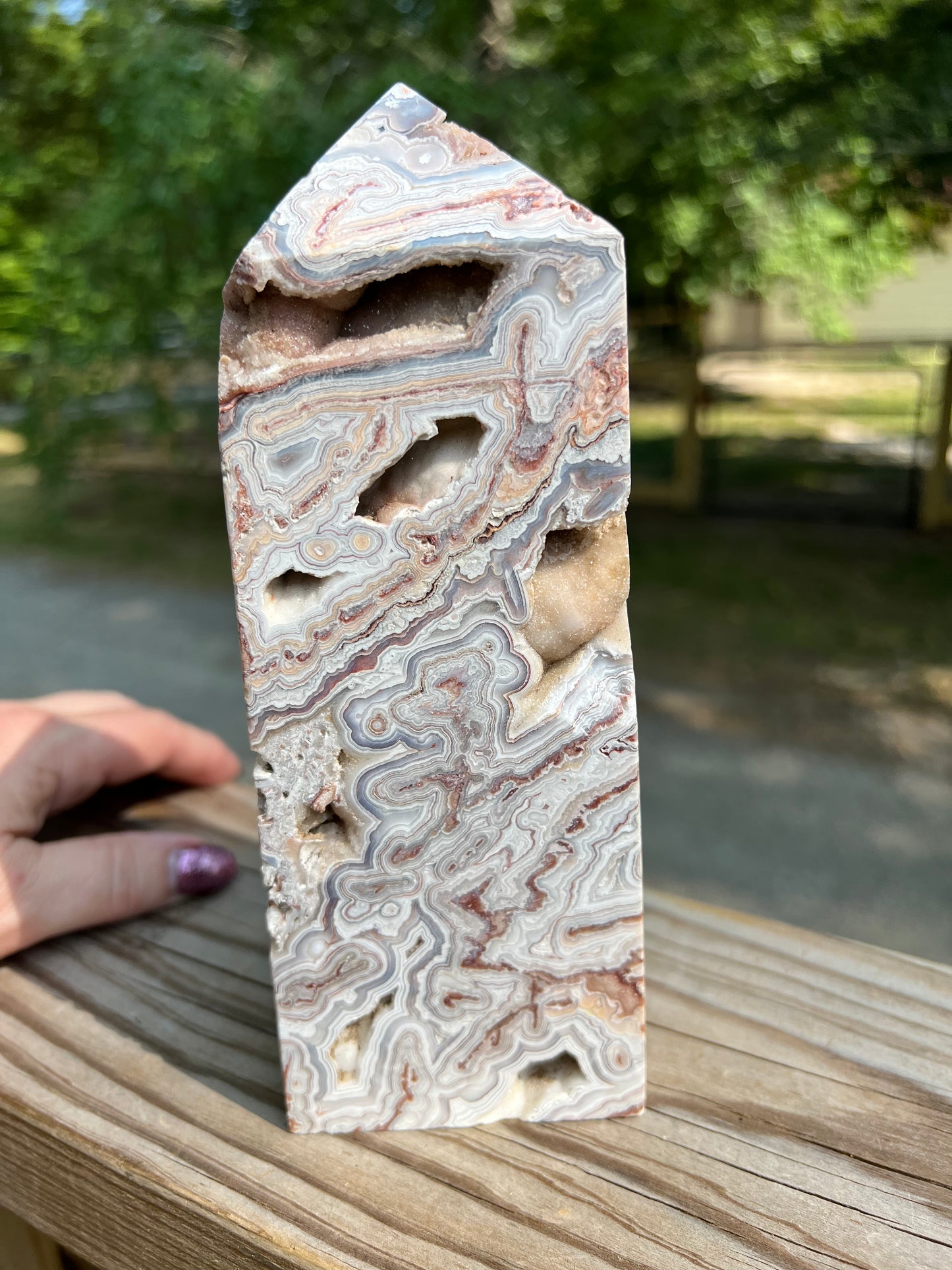 Crazy Lace Mexican Agate Tower 1350 grams