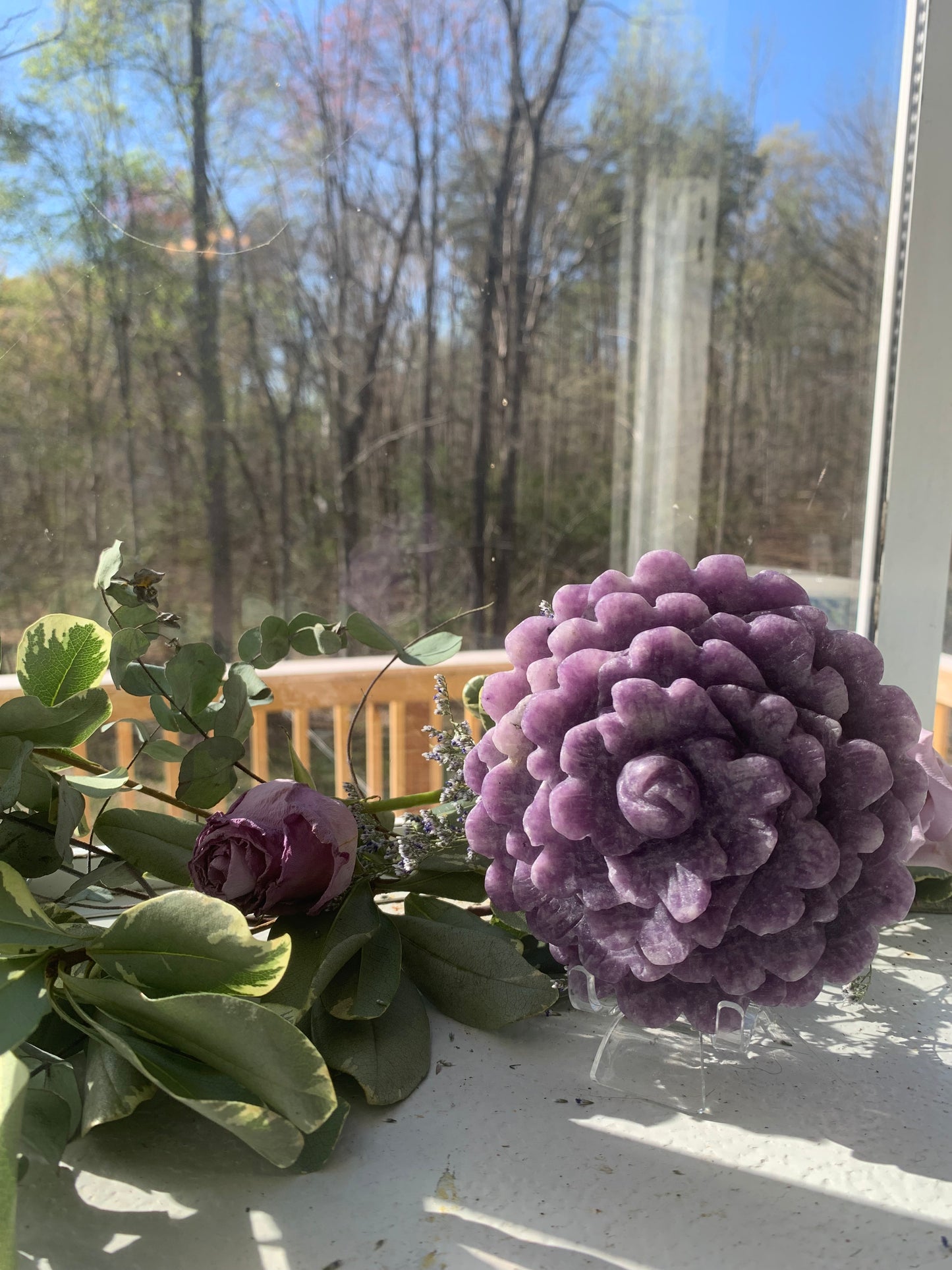 Large Flower Crystal Carving- Multiple Materials