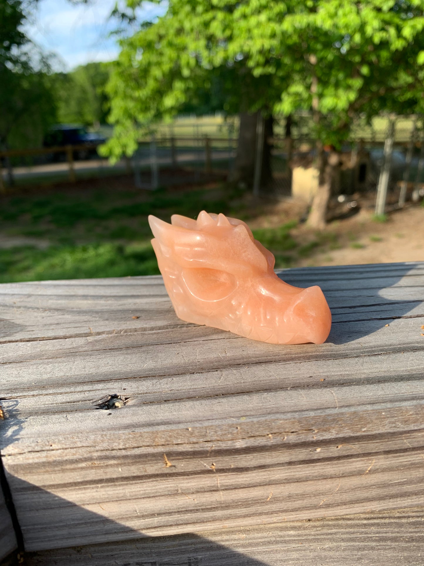 Sunstone Dragon Head Carving