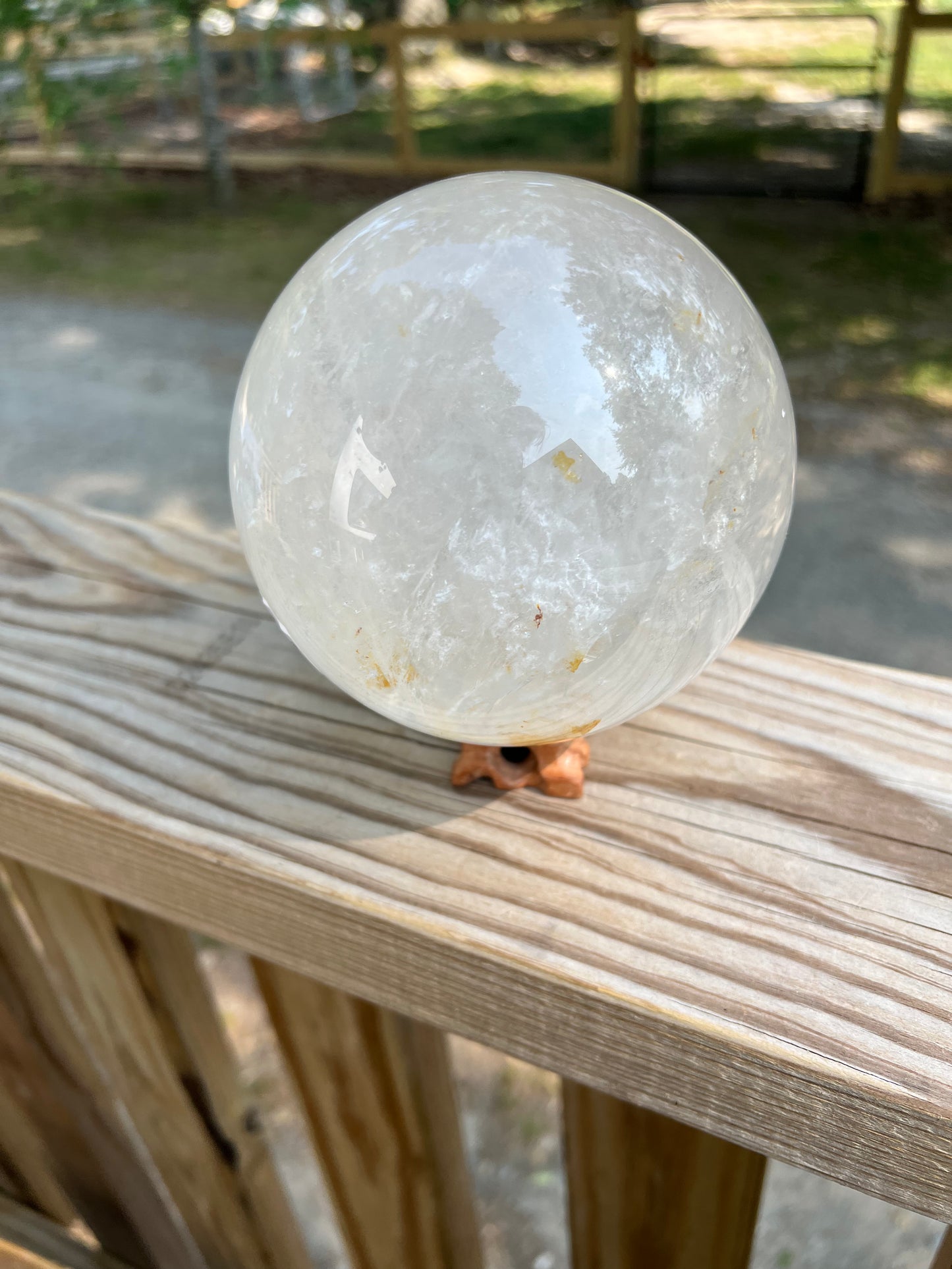 Clear Quartz Sphere with touch of Golden Healer! XXLarge