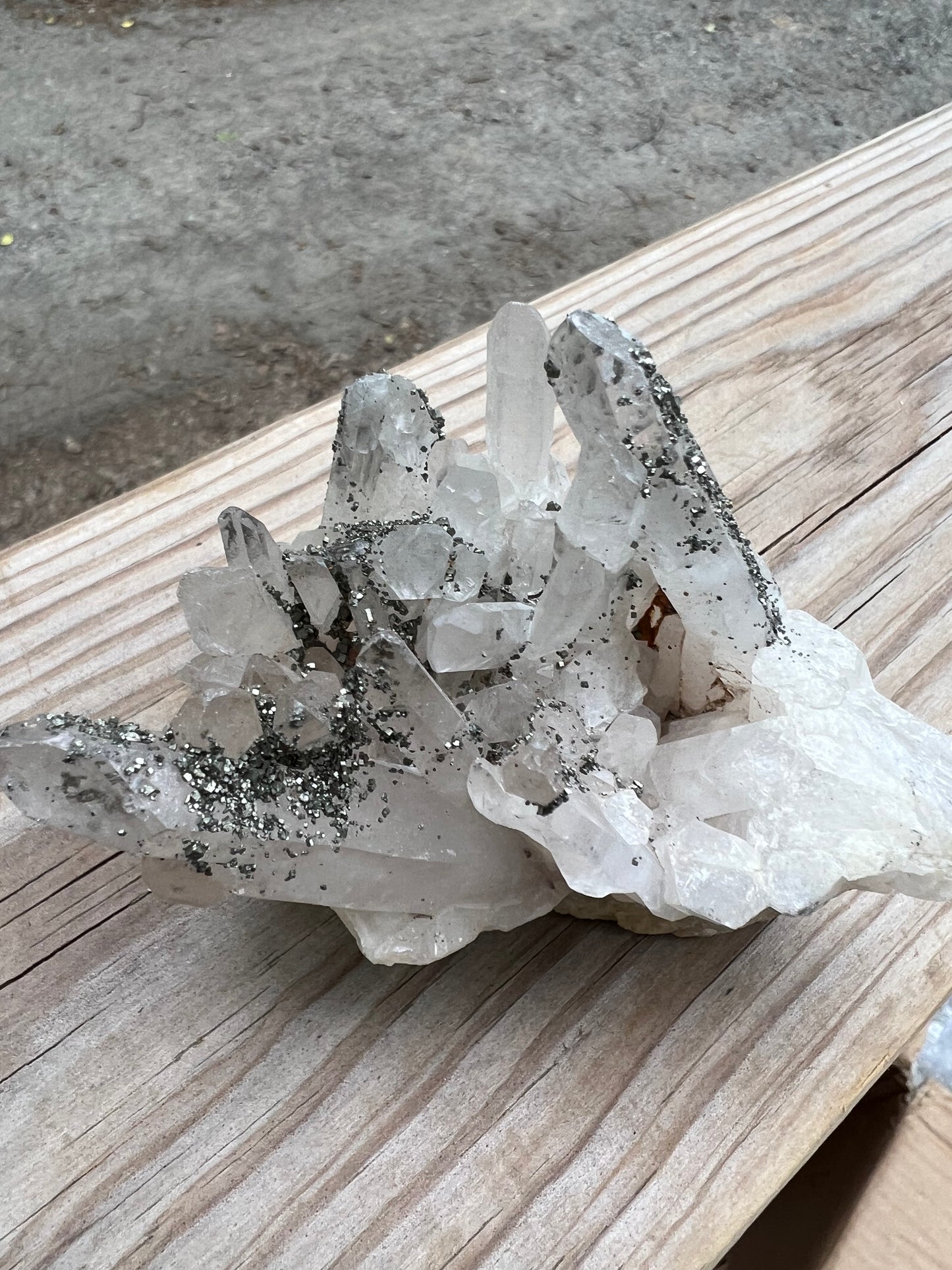 Clear Quartz Cluster with Pyrite