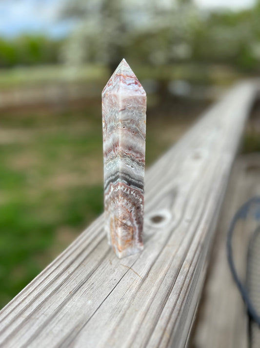Crazy Lace Agate Tower with Druzy