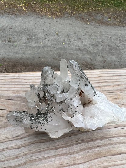 Clear Quartz Natural Cluster with Pyrite