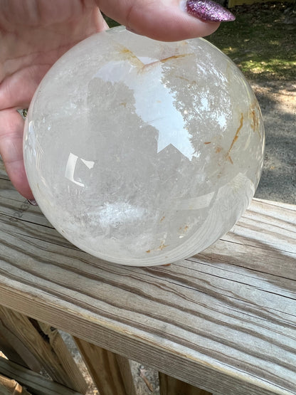Clear Quartz Sphere with touch of Golden Healer! XXLarge