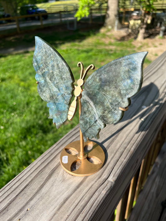 Labradorite Butterfly Wings with stand