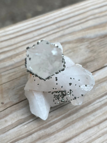 Clear Quartz Natural Cluster with pyrite