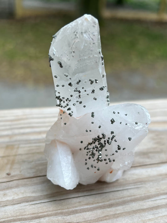 Clear Quartz Natural Cluster with pyrite