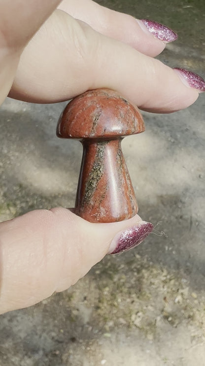 Red Jade Mushroom Carving