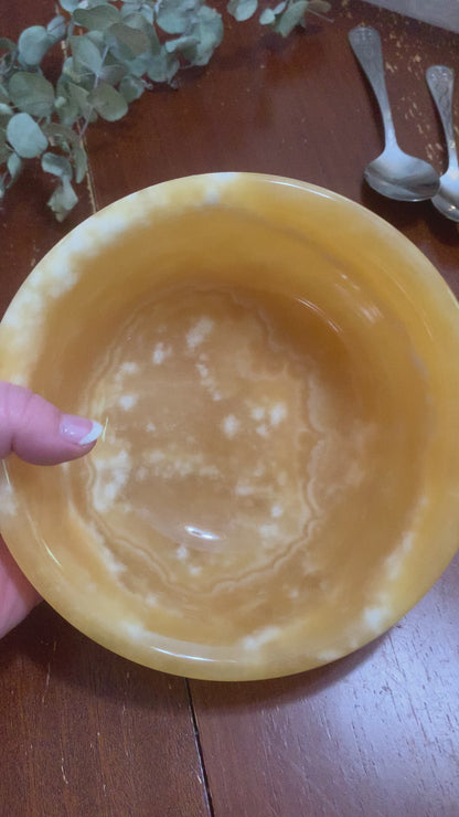 Yellow Calcite Bowls and Plate