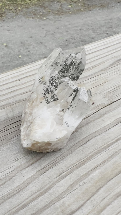 Clear Quartz Natural Cluster with Pyrite